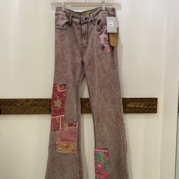 Nu Vintage - Bootcut jeans with patchwork detail in dusty Purple Sz … NWT - Picture 4 of 12